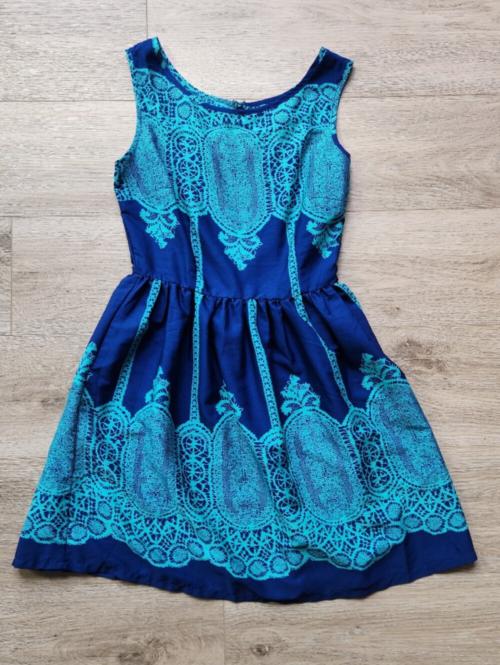 Up By Ultra Pink Teal Blue Dress Juniors Xs Sleeveless Moroccan Print NWT